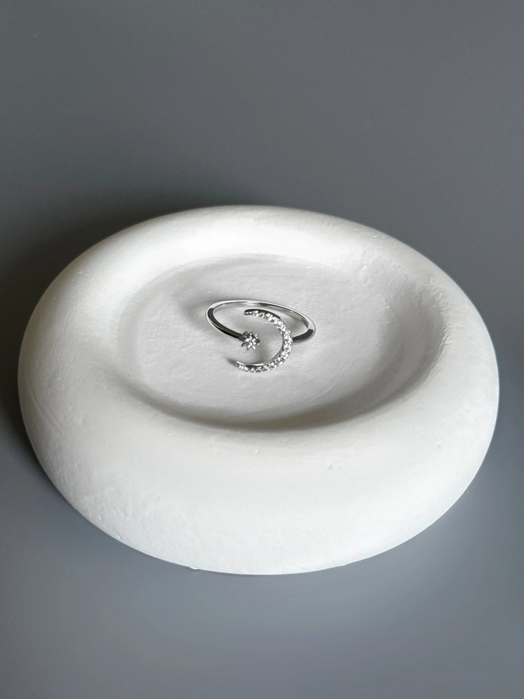 925 Sterling Silver Moon & Star Adjustable Ring – Sparkle Like the Night Sky