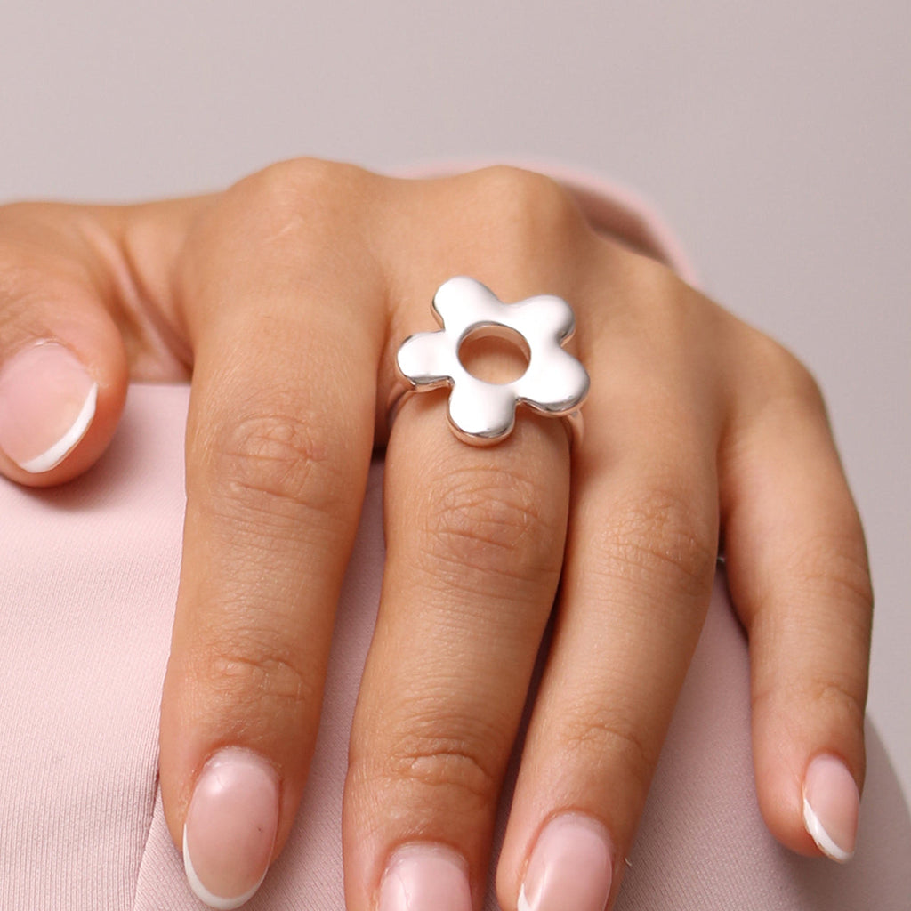 Daisy Adjustable Silver Ring
