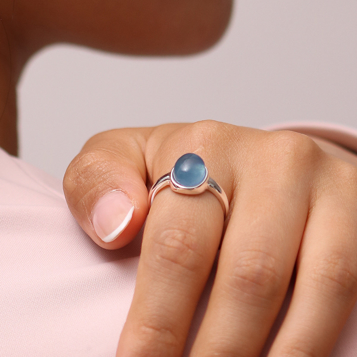 Blue moonstone ring