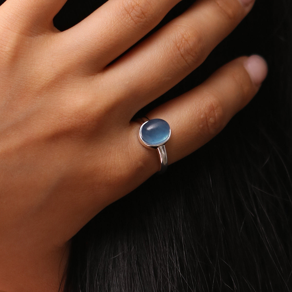 Blue moonstone ring