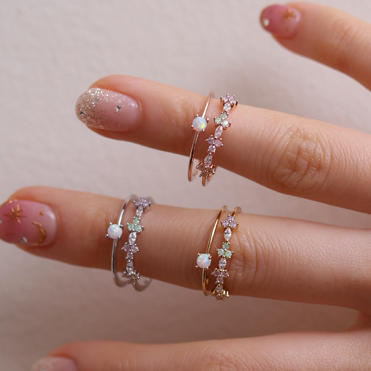 Layered Opal Bloom Ring